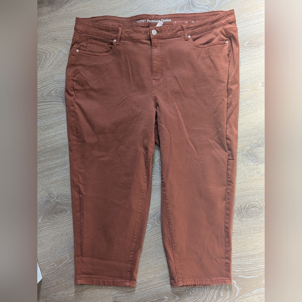 Addition Elle Terracotta Premium Denim Women's 24 Jessie Cropped Jeans‎